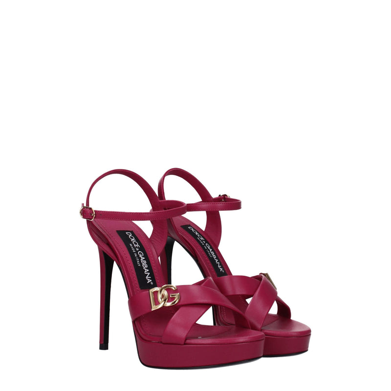 Pink Leather Platforms Dolce & Gabbana