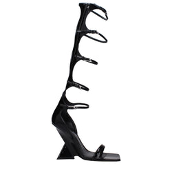 Black Leather Stiletto Heels Sandals The Attico