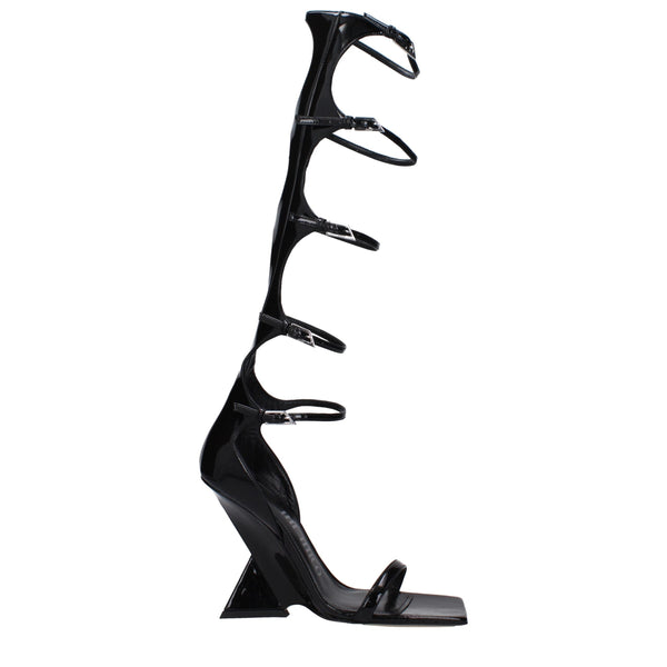 Black Leather Stiletto Heels Sandals The Attico
