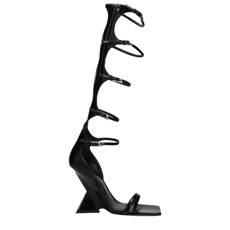 Black Leather Stiletto Heels Sandals The Attico