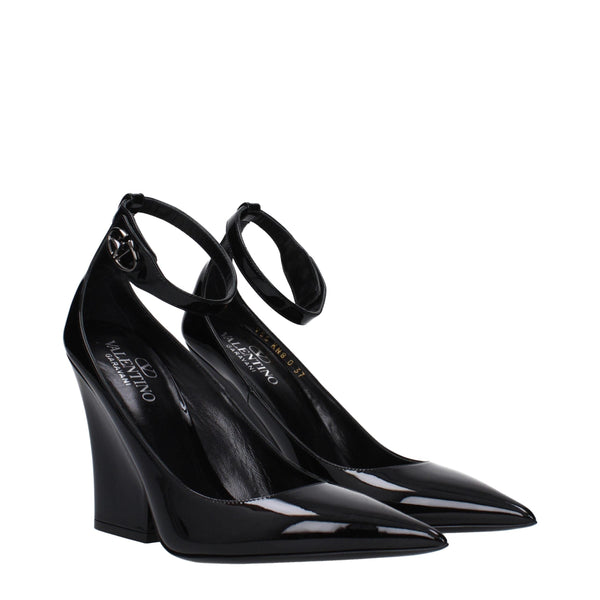 Black Leather Platforms Pumps Valentino Garavani