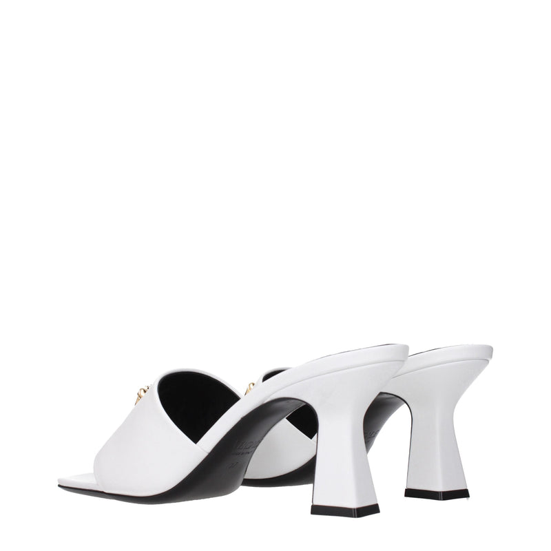 White Leather Stiletto Heels Sandals Versace