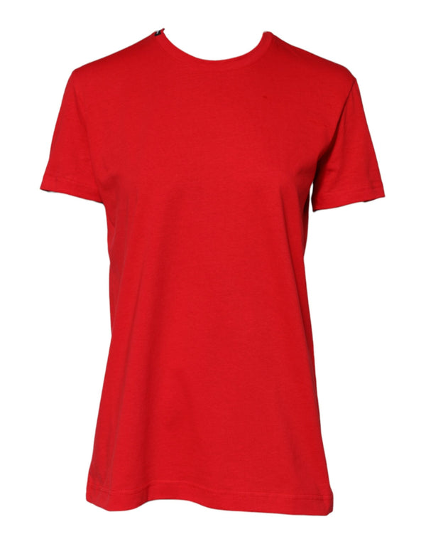 Red Cotton Crew Neck Short Sleeves Top T-shirt Dolce & Gabbana