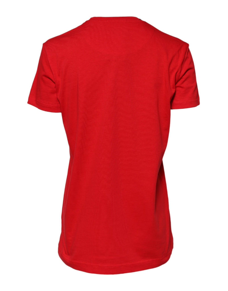 Red Cotton Crew Neck Short Sleeves Top T-shirt Dolce & Gabbana