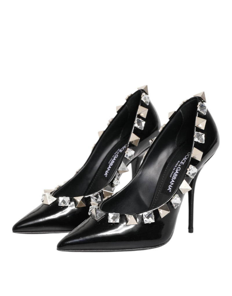 Black Crystals Studs Stiletto Pumps Shoes Dolce & Gabbana