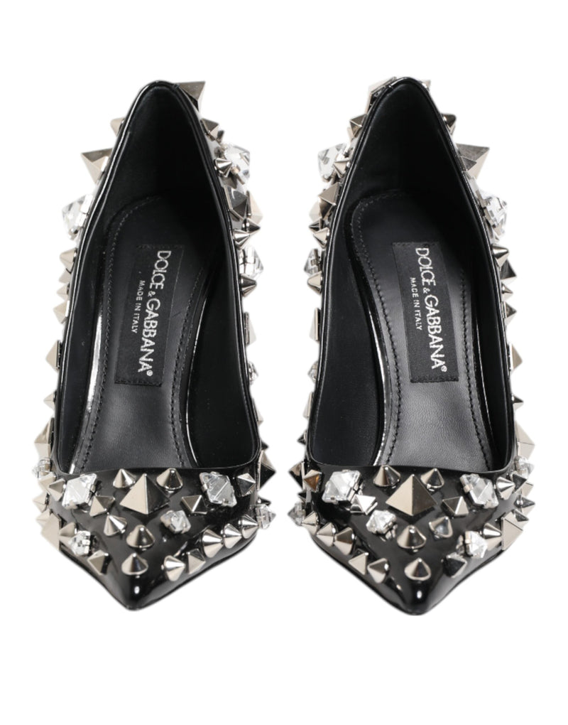 Black Crystals Studs Stiletto Pumps Shoes Dolce & Gabbana