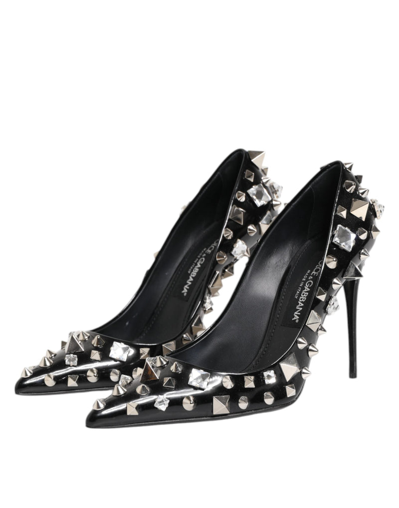 Black Crystals Studs Stiletto Pumps Shoes Dolce & Gabbana