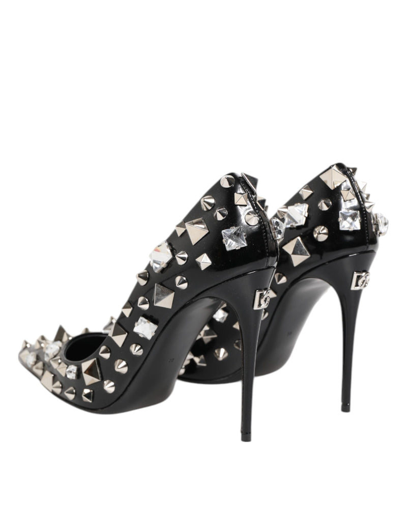 Black Crystals Studs Stiletto Pumps Shoes Dolce & Gabbana