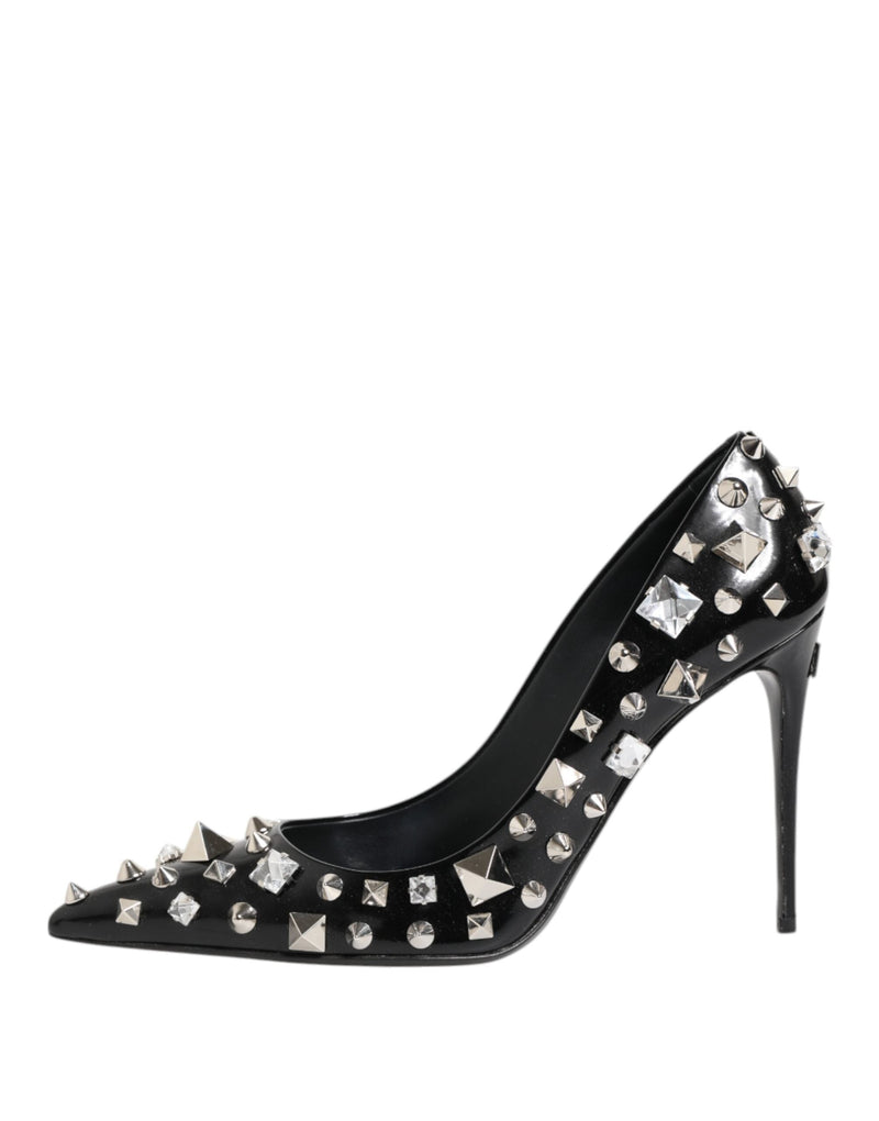Black Crystals Studs Stiletto Pumps Shoes Dolce & Gabbana