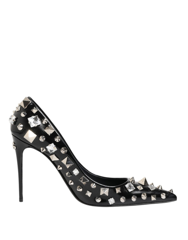 Black Crystals Studs Stiletto Pumps Shoes Dolce & Gabbana