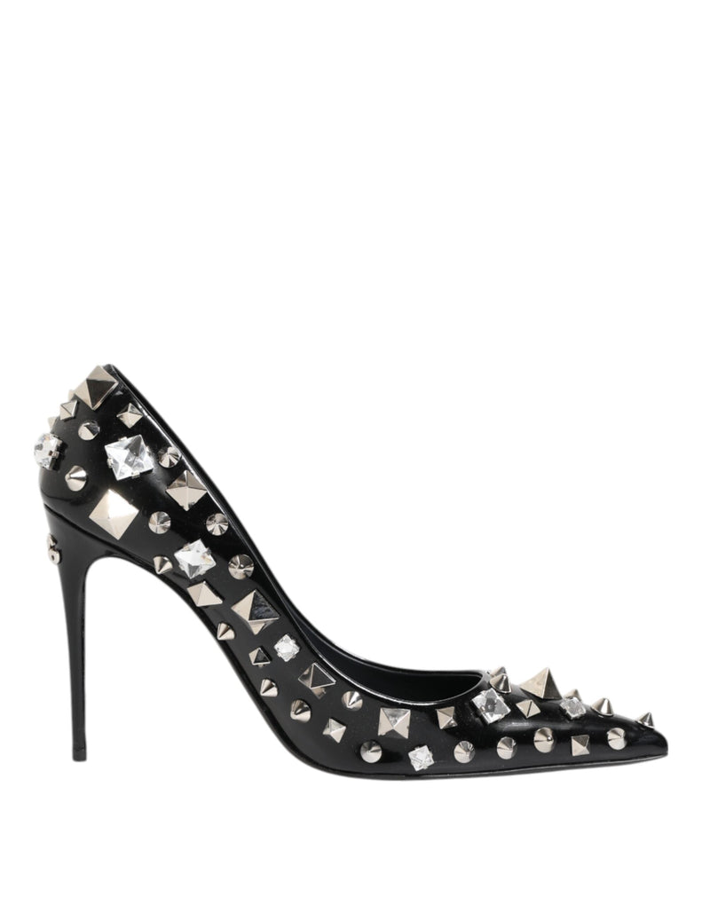 Black Crystals Studs Stiletto Pumps Shoes Dolce & Gabbana