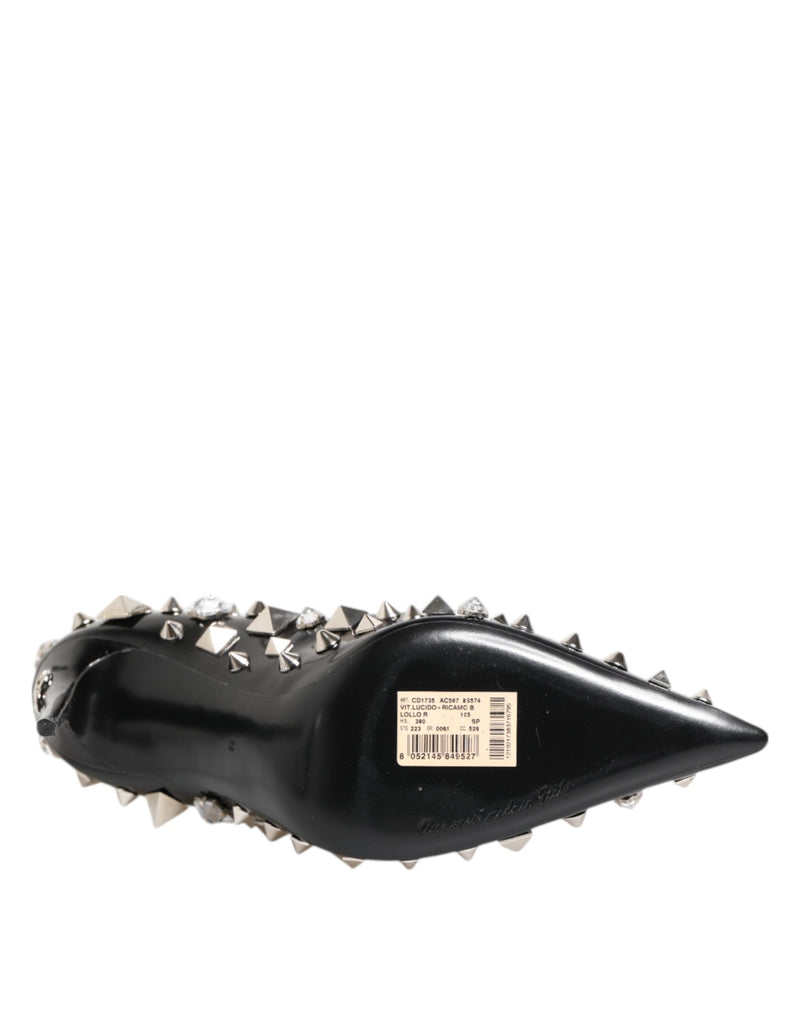 Black Crystals Studs Stiletto Pumps Shoes Dolce & Gabbana