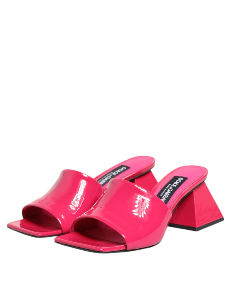 Pink Open Toe Block Heel Mules Sandals Shoes Dolce & Gabbana