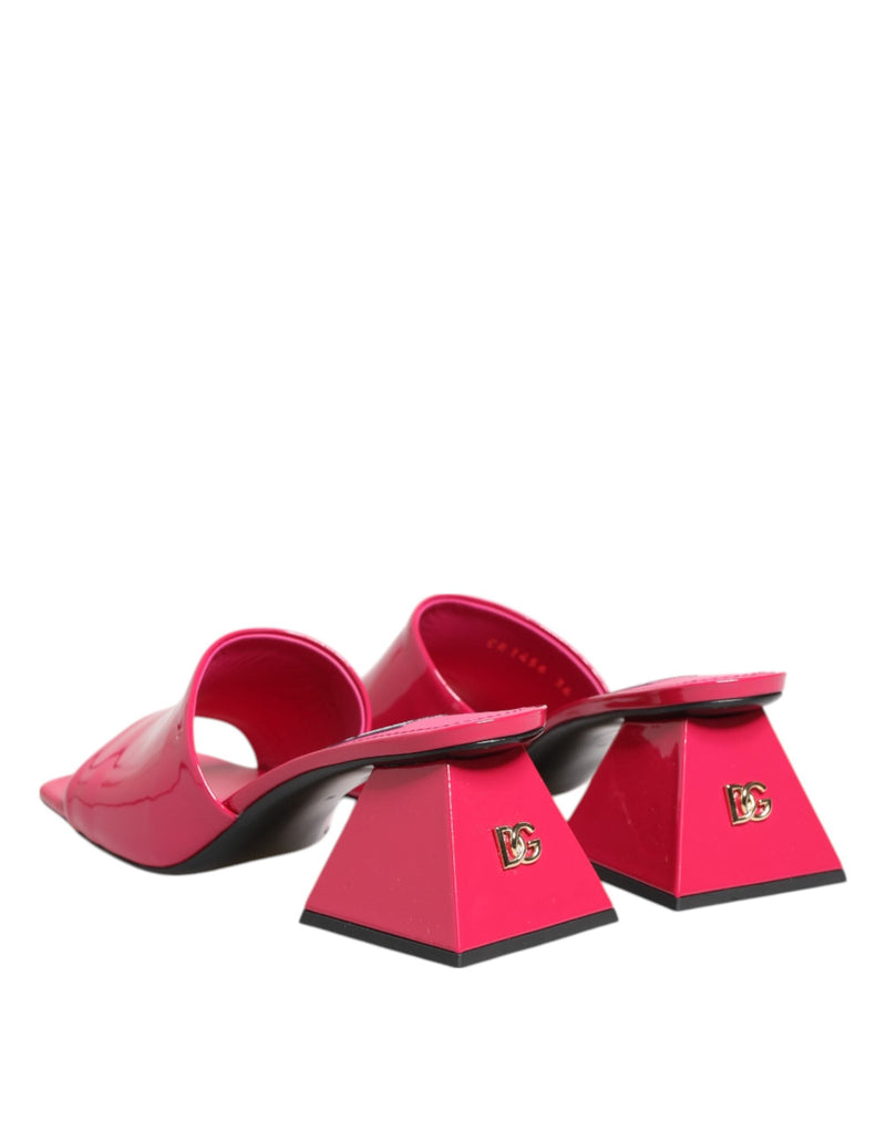 Pink Open Toe Block Heel Mules Sandals Shoes Dolce & Gabbana