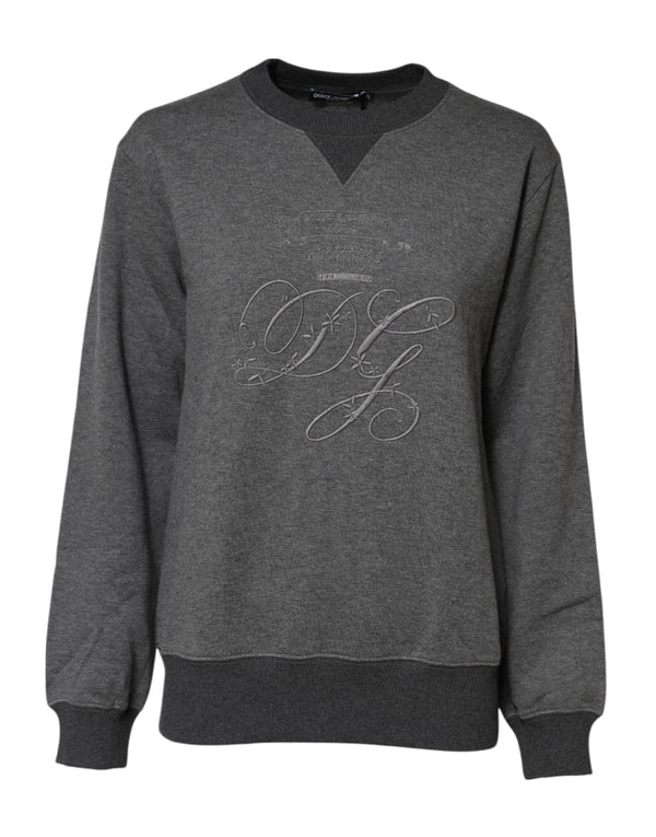 Gray DG Logo Embroidered Pullover Sweater Dolce & Gabbana