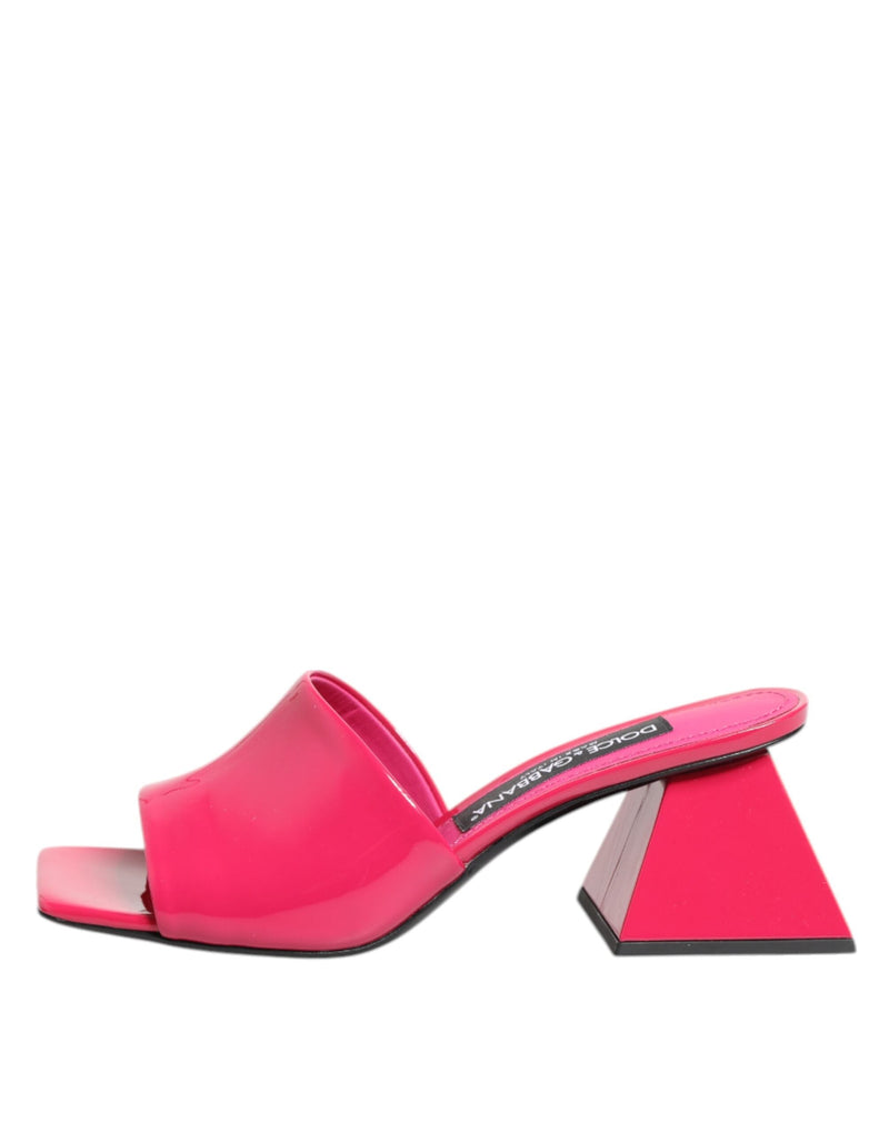 Pink Open Toe Block Heel Mules Sandals Shoes Dolce & Gabbana
