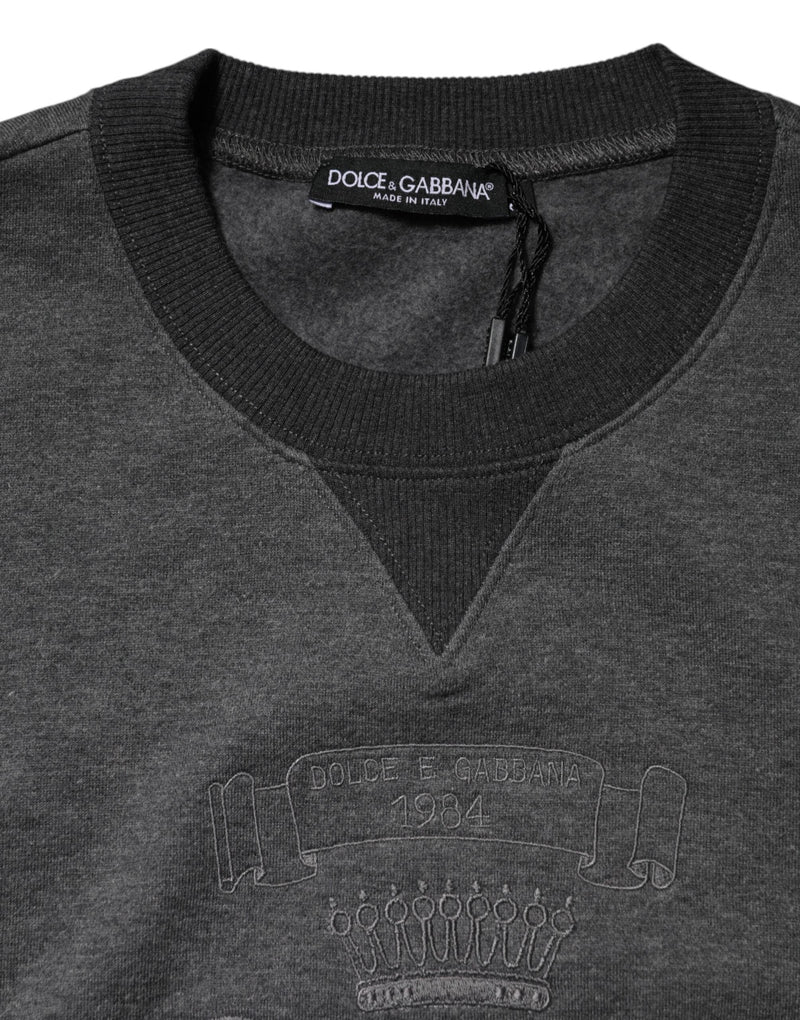 Gray DG Logo Embroidered Pullover Sweater Dolce & Gabbana
