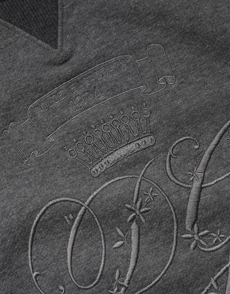 Gray DG Logo Embroidered Pullover Sweater Dolce & Gabbana
