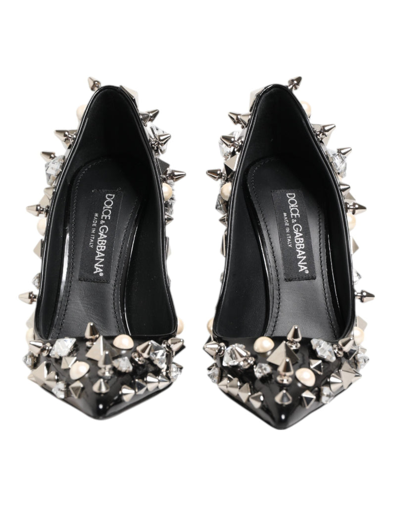 Black Crystals Studs Stiletto Pumps Shoes Dolce & Gabbana