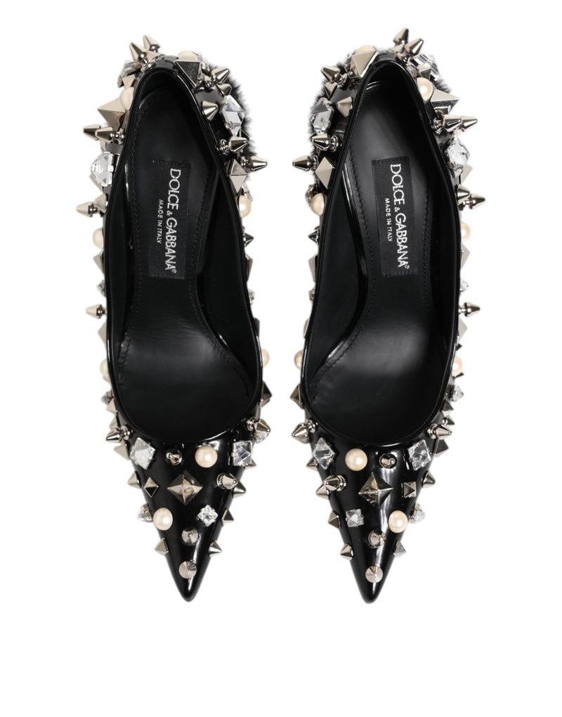 Black Crystals Studs Stiletto Pumps Shoes Dolce & Gabbana