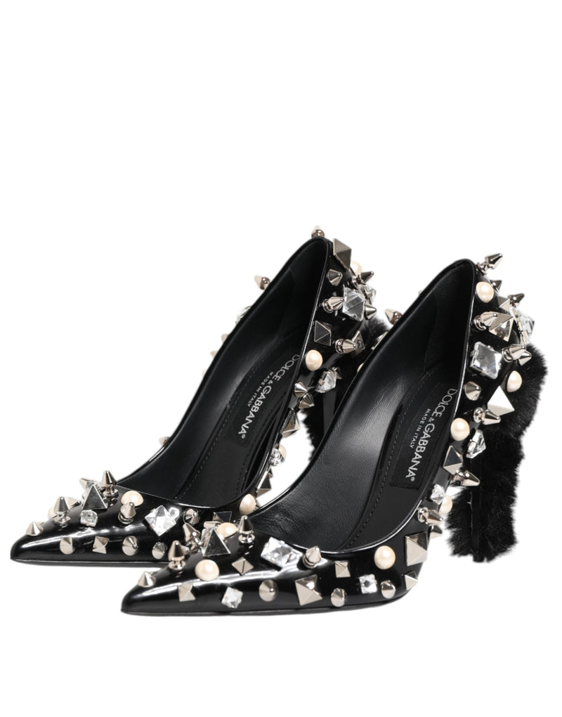 Black Crystals Studs Stiletto Pumps Shoes Dolce & Gabbana