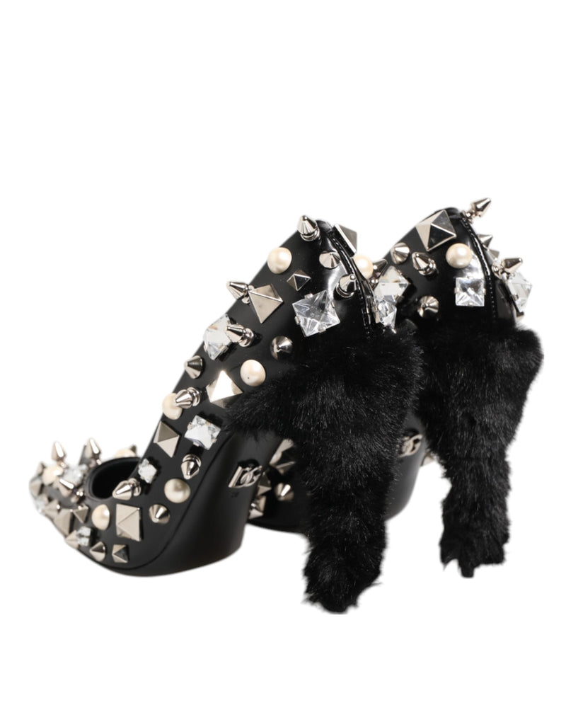 Black Crystals Studs Stiletto Pumps Shoes Dolce & Gabbana