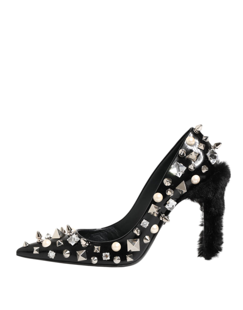 Black Crystals Studs Stiletto Pumps Shoes Dolce & Gabbana