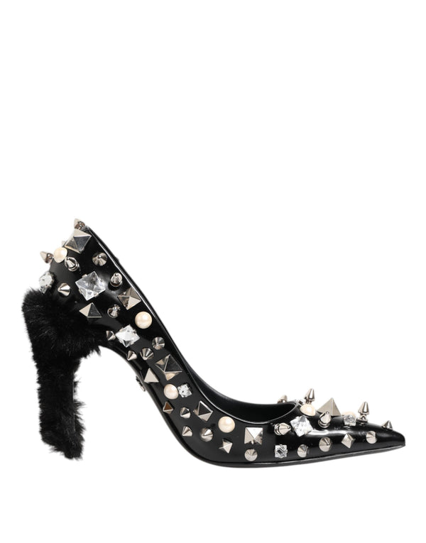 Black Crystals Studs Stiletto Pumps Shoes Dolce & Gabbana