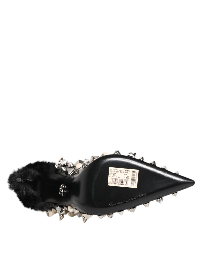 Black Crystals Studs Stiletto Pumps Shoes Dolce & Gabbana