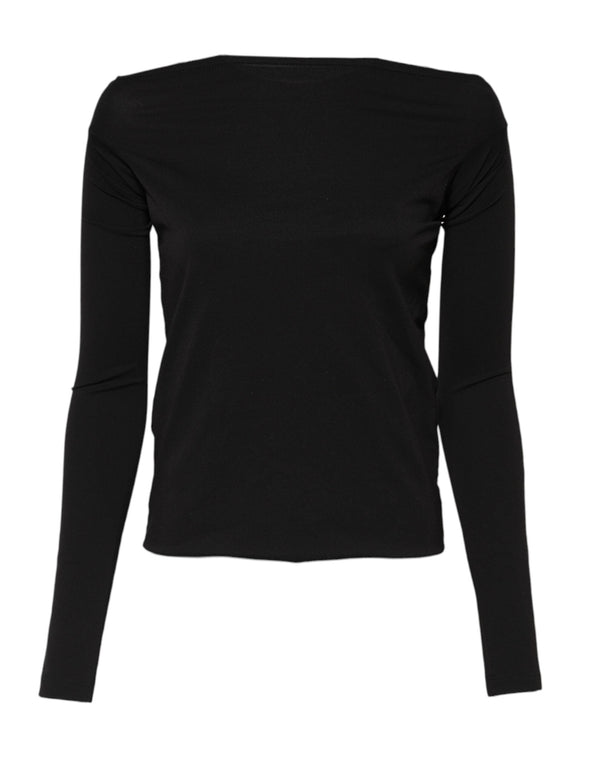 Black Wool Shrug Crew Neck Pullover Sweater Dolce & Gabbana