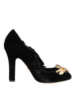 Black Roses Crystal Brooch Mary Jane Shoes Dolce & Gabbana