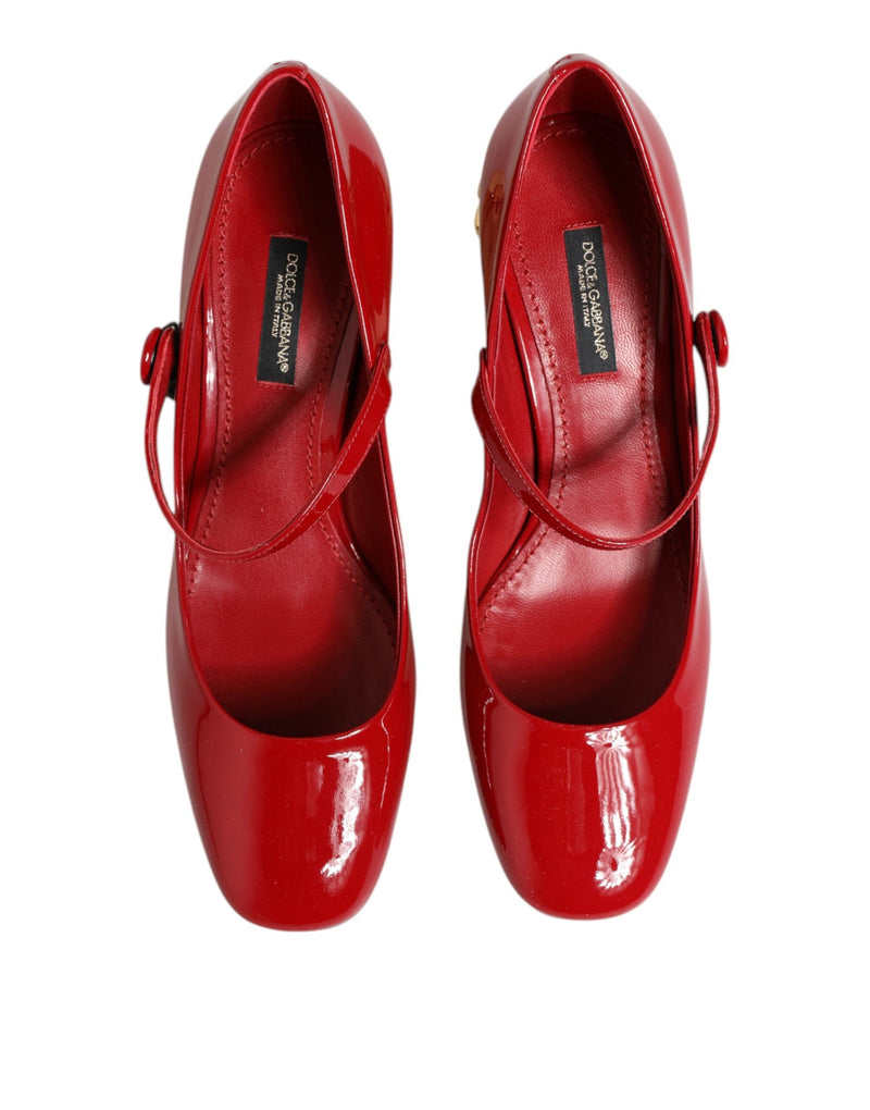 Red Leather DG Logo Heels Sandals Shoes Dolce & Gabbana