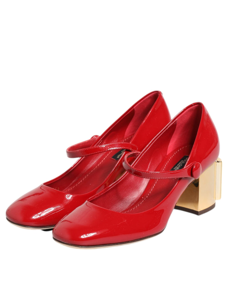 Red Leather DG Logo Heels Sandals Shoes Dolce & Gabbana