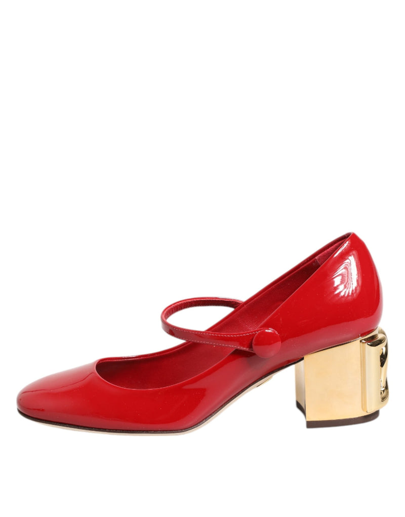 Red Leather DG Logo Heels Sandals Shoes Dolce & Gabbana