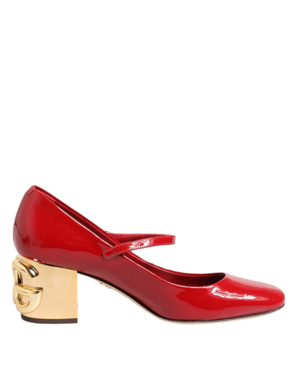 Red Leather DG Logo Heels Sandals Shoes Dolce & Gabbana