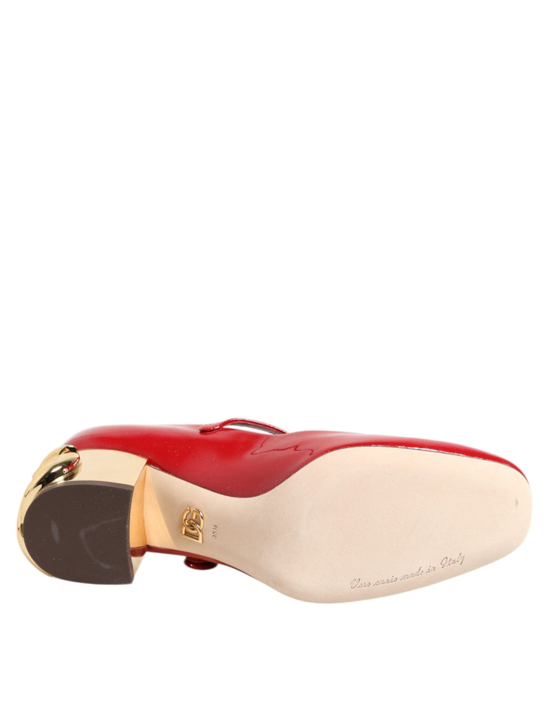 Red Leather DG Logo Heels Sandals Shoes Dolce & Gabbana