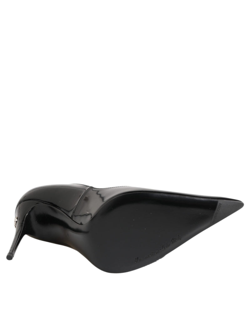 Black Patent Leather Zipper Heels Pumps Shoes Dolce & Gabbana