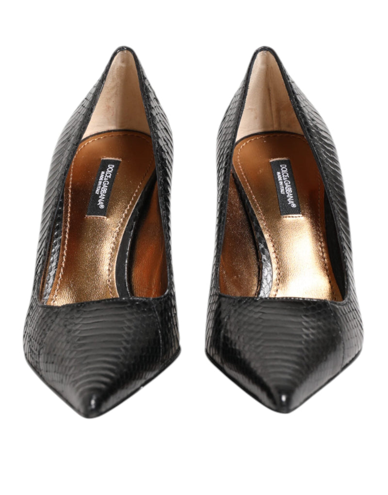 Black Exotic Leather Stiletto Pumps Shoes Dolce & Gabbana