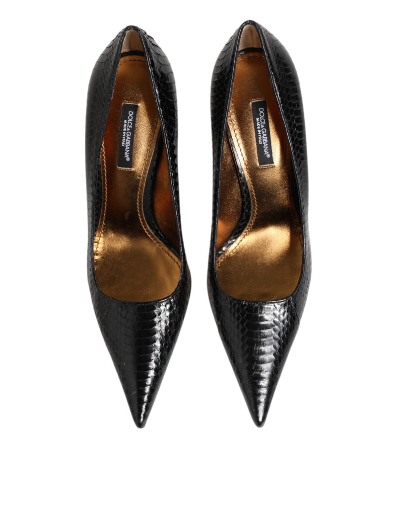 Black Exotic Leather Stiletto Pumps Shoes Dolce & Gabbana