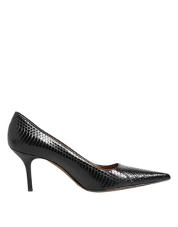 Black Exotic Leather Stiletto Pumps Shoes Dolce & Gabbana