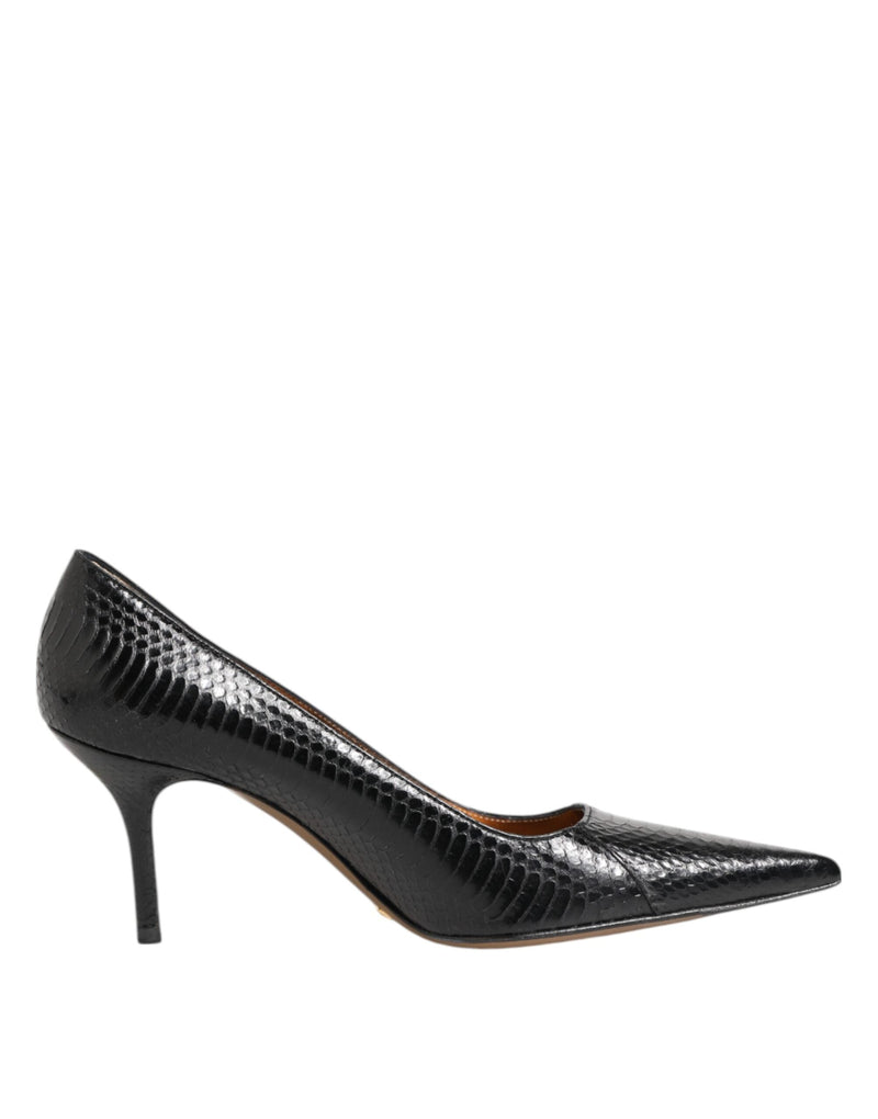 Black Exotic Leather Stiletto Pumps Shoes Dolce & Gabbana