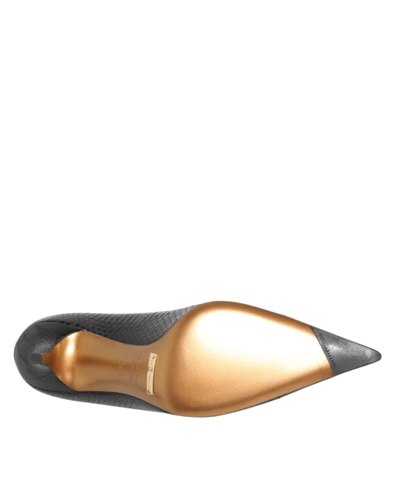 Black Exotic Leather Stiletto Pumps Shoes Dolce & Gabbana