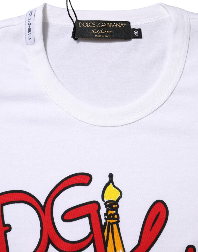 White DG Loves Moscow Cotton Crew Neck T-shirt Dolce & Gabbana