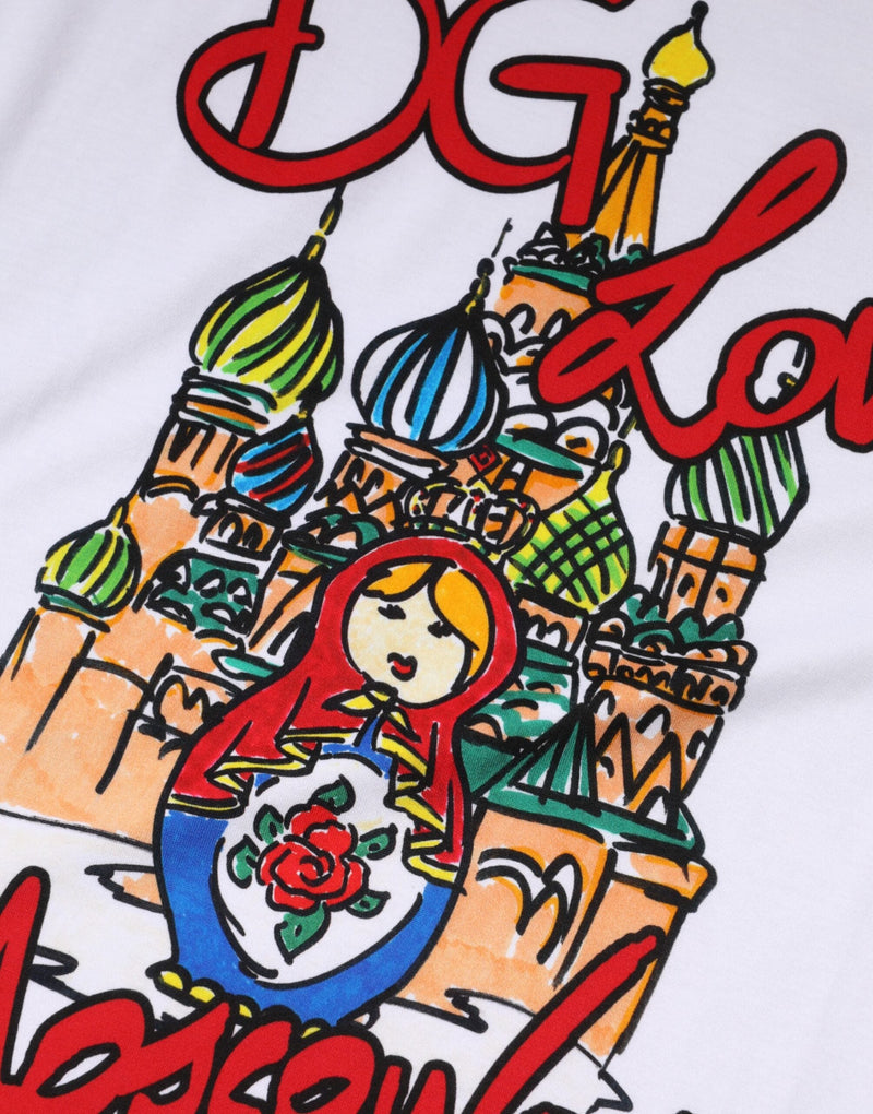 White DG Loves Moscow Cotton Crew Neck T-shirt Dolce & Gabbana