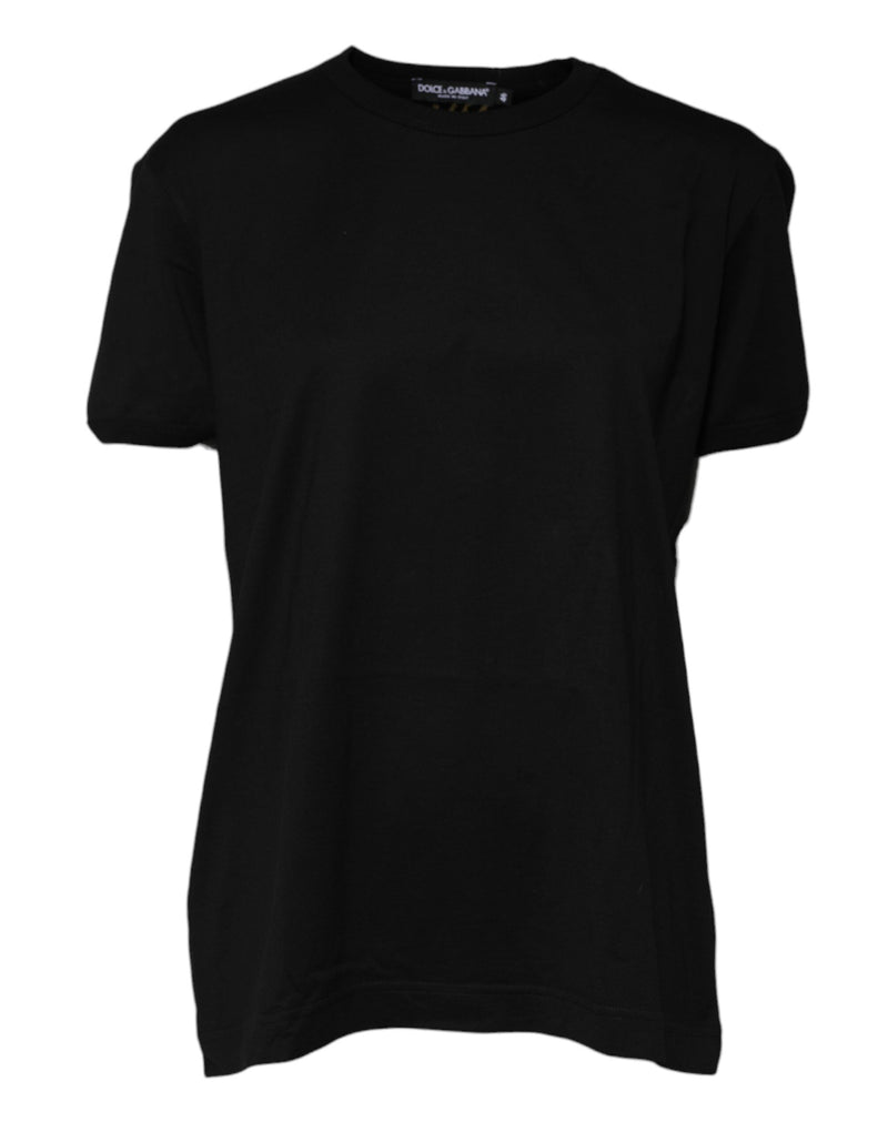 Black Cotton Goodluck Tee Crew Neck T-shirt Dolce & Gabbana