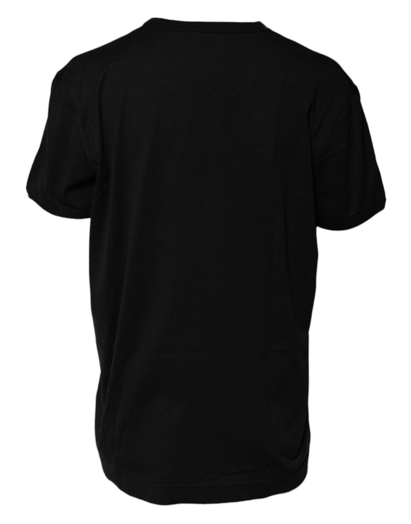 Black Cotton Goodluck Tee Crew Neck T-shirt Dolce & Gabbana