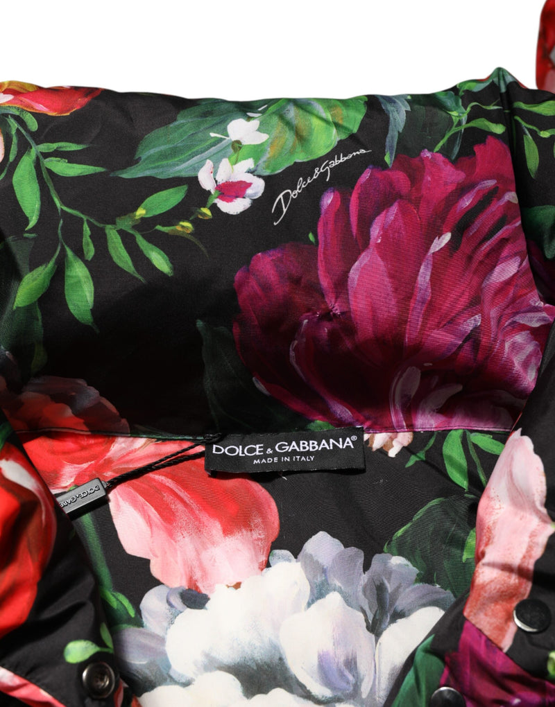 Multicolor Floral Hooded Puffer Coat Jacket Dolce & Gabbana