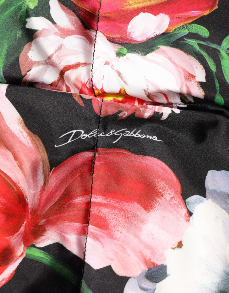 Multicolor Floral Hooded Puffer Coat Jacket Dolce & Gabbana
