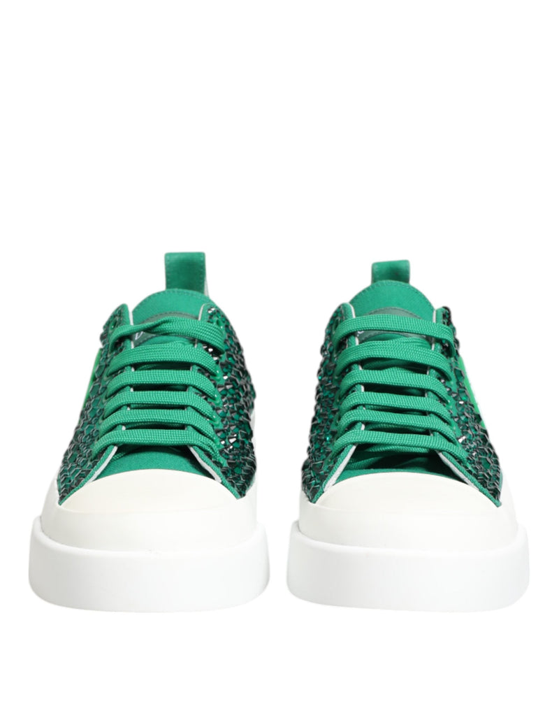 Green Portofino Crystal DG Logo Sneakers Shoes Dolce & Gabbana