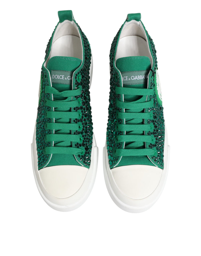 Green Portofino Crystal DG Logo Sneakers Shoes Dolce & Gabbana